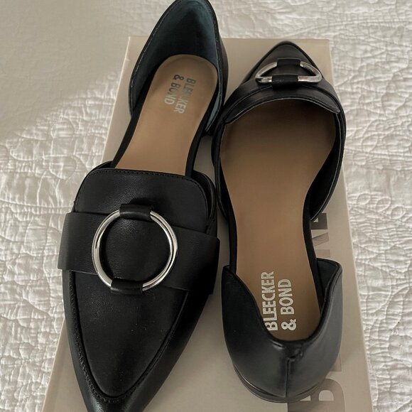 Bleecker & Bond ‘Gloria’ Pointed Toe Leather Flat Black S:6.5 RUNS LARGE - Picture 5 of 6